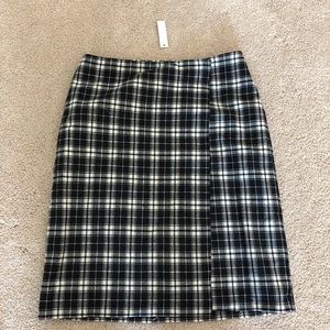 NWT Madewell Plaid Wrap Midi Skirt, Size 2